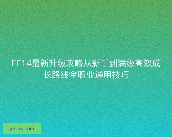 FF14最新升级攻略从新手到满级高效成长路线全职业通用技巧